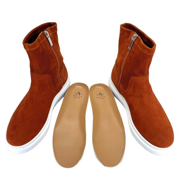 Aquatalia Laina Women Orange/Red Sneaker-Boot Sz 8 Leather Cushioned Bootie New - Picture 7 of 12